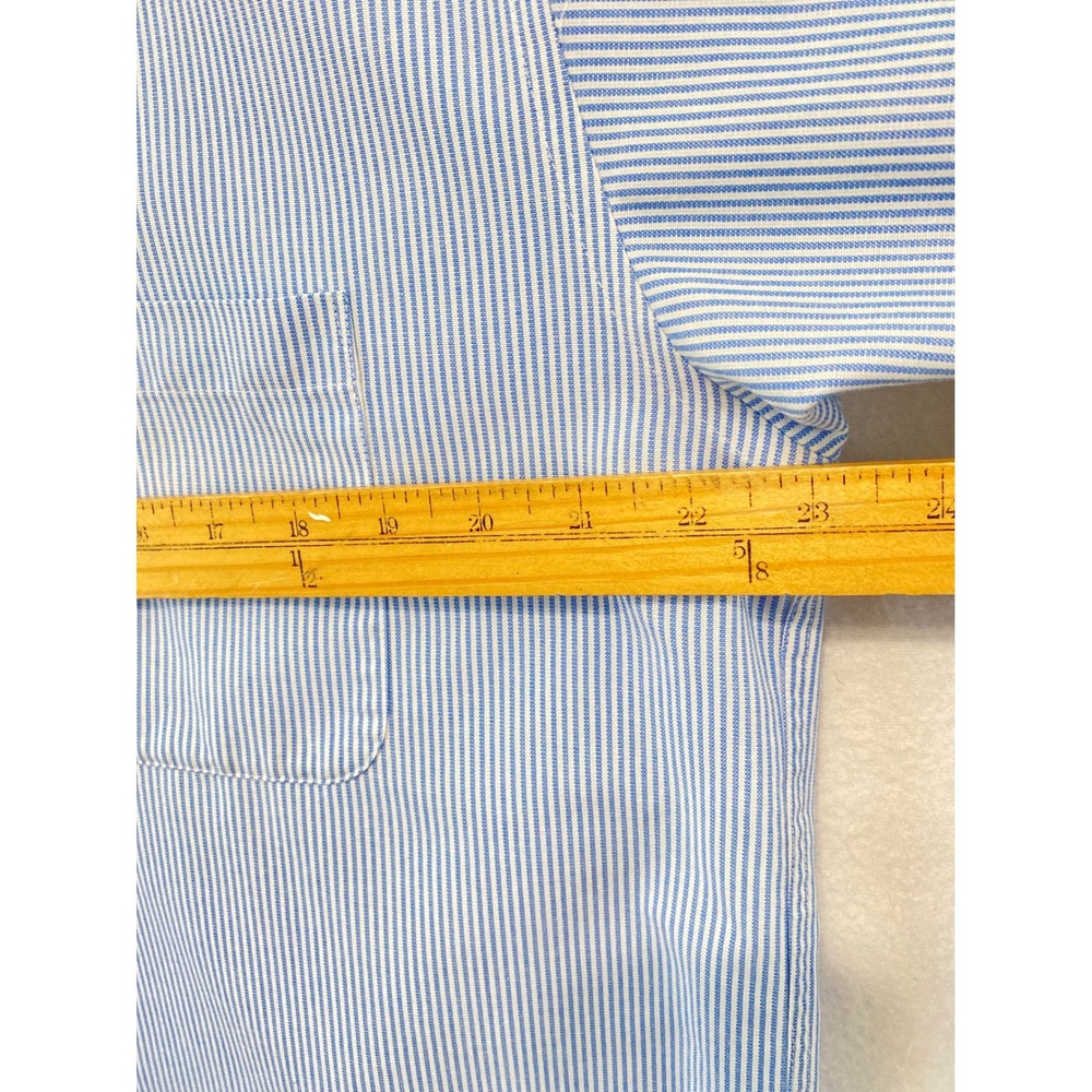 Enro Button Down Shirt Men 16 34-35 Blue White Pinstripe Long Sleeve Cotton Blen - Picture 7 of 10